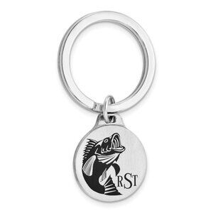 Custom Personalized Sterling Silver Keychain Ring choose Image & Monogram Epoxy